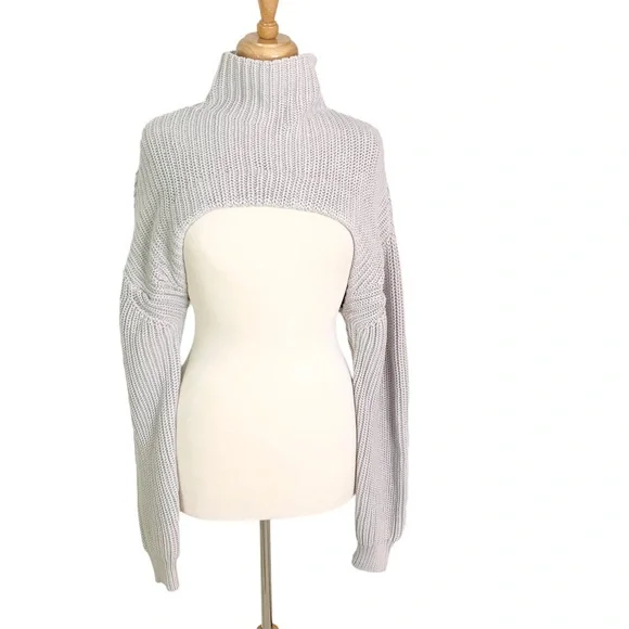 RtA Shrug Turtleneck Sweater Jady Gray L - Picture 12 of 13
